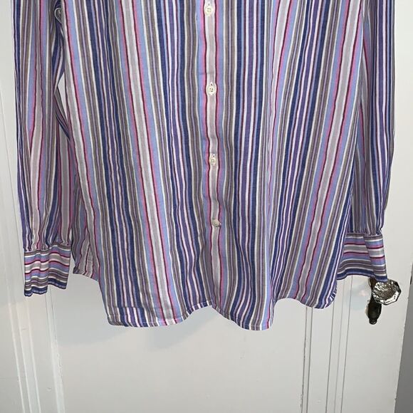Tallia linen/cotton vertical pastel striped shirt - Picture 3 of 8